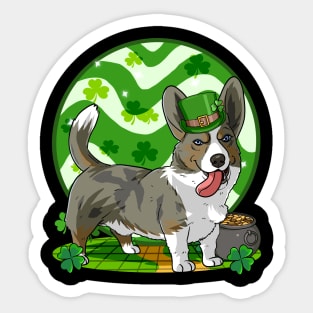 Cardigan Welsh Corgi Dog St Patricks Day Leprechaun Sticker